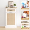 Rattan Trash Cabinet, Tilt Out Trash Cabinet with 10 Gallon Storage, Hidden Pet-Proof Garbage Can Cabinet for Kitchen Dining Living Room, White - 4 of 4