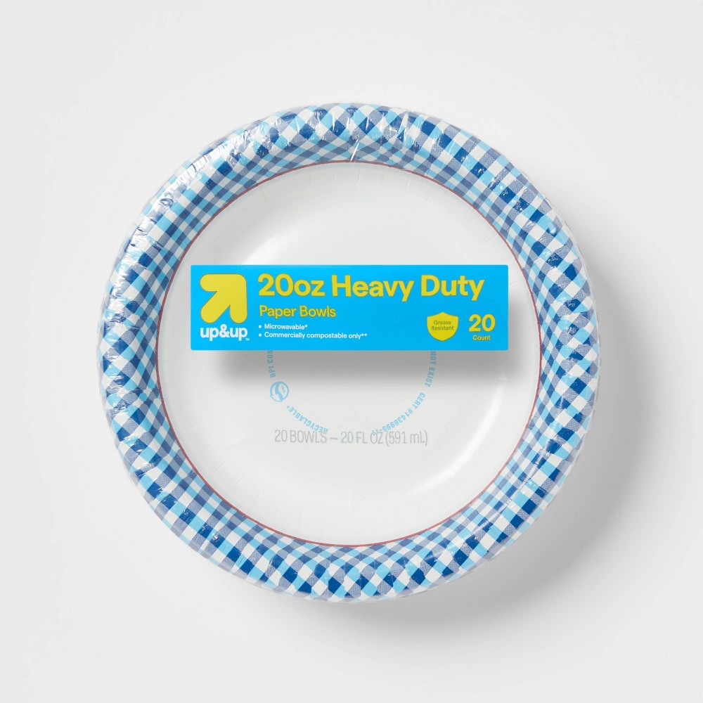 Disposable Bowl - Blue Checkered - 20oz/20ct - up&up™