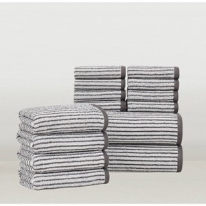 Brooklyn Loom 14pc Everyday Jacquard Striped Bath Towel Set - 1 of 4