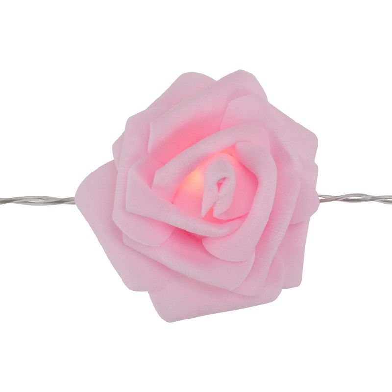 Northlight 10-Count Pink Rose Flower LED String Lights, 4.5ft, Clear Wire, 3 of 5