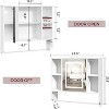 MaseiKar Bathroom Wall Cabinet with Mirror, Mirrored Over The Toilet Storage Cabinet with Adjustable Shelves, White - 3 of 4