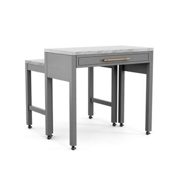 39" Gardenside Rectangle Nested Counter Height Dining Tables White/Light Gray - HOMES: Inside + Out