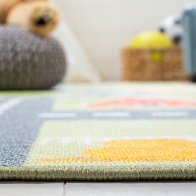 Kids Playhouse Light Green and Dark Gray Square Area Rug