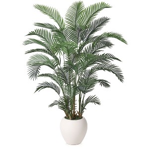 DR.Planzen Multi-Height Artificial Palm Tree in White Pot (6/7/8FT), Lifelike Faux Palm Plant for Indoor & Outdoor Home Decor - 1 of 4