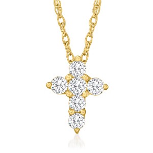 Ross-Simons 0.10 ct. t.w. Diamond Cross Pendant Necklace in 10kt Yellow Gold - 1 of 4