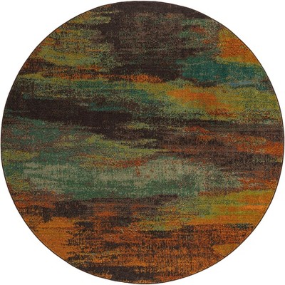 Vibrant Abstract Sevilla 8' Round Multicolor Synthetic Rug