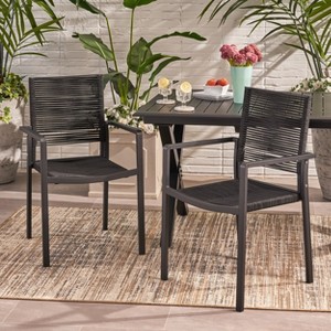 APRILSOUL35.00“Outdoor Modern Aluminum Dining Chair with Rope Seat (Set of 2) - 1 of 4