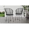 SKRAN 2-Piece Rattan Dining Chairs with Water-Resistant Cushions and Sturdy Frame, Outdoor Wicker Patio Seating for Kitchen Patio Deck - 2 of 4