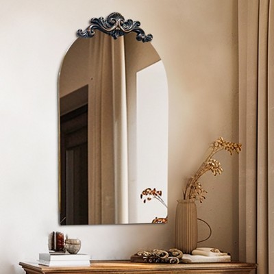 ARTLOGE XXL Large Baroque Arched Antique Mirror with 3D Embossed Patterns for Wall Decor