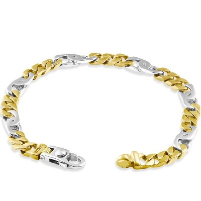 Pompeii3 Men's Figaro link 14k Gold (19gram) or Platinum (31gram) 6mm Bracelet 8"