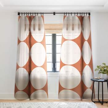 Color Poems Circular Minimalism Orange Single Panel Sheer Window Curtain - Society6