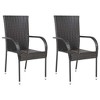 vidaXL Dining Chair Set of 4 Brown PE rattan, powder-coated steel - Brown 2 - 2 of 4