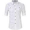 Men's Tactical Cargo Work Shirt Military Casual Slim Fit Long Sleeve Shirts Tops White XL - 2 of 4