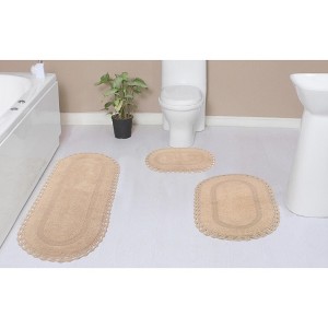 Hampton Crochet Collection Cotton Reversible Tufted Set of 3 Bath Rug Set - Home Weavers - 1 of 4