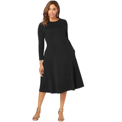 Jessica London Women's Plus Size Long Sleeve Stretch Ponte Dress