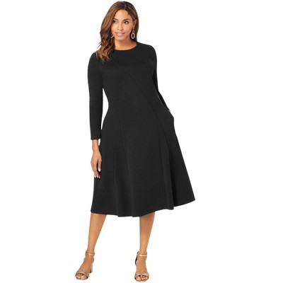 Jessica London Women's Plus Size Long Sleeve Ponte Dress, 12 W - Black :  Target