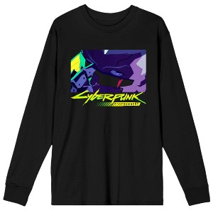 Cyberpunk EdgeRunners Maine Closeup Shot Crew Neck Long Sleeve Men's Black Tee - 1 of 3