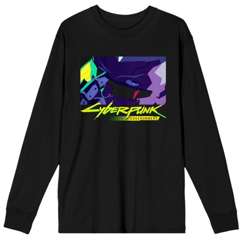 Cyberpunk EdgeRunners Maine Closeup Shot Crew Neck Long Sleeve Men's Black Tee - image 1 of 3