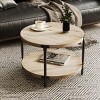 29.6" Round Boho Coffee Table,Modern Double Layer Wood Center Table with Storage Shelf for Living Room,Bedroom-Baofuwish - 2 of 4