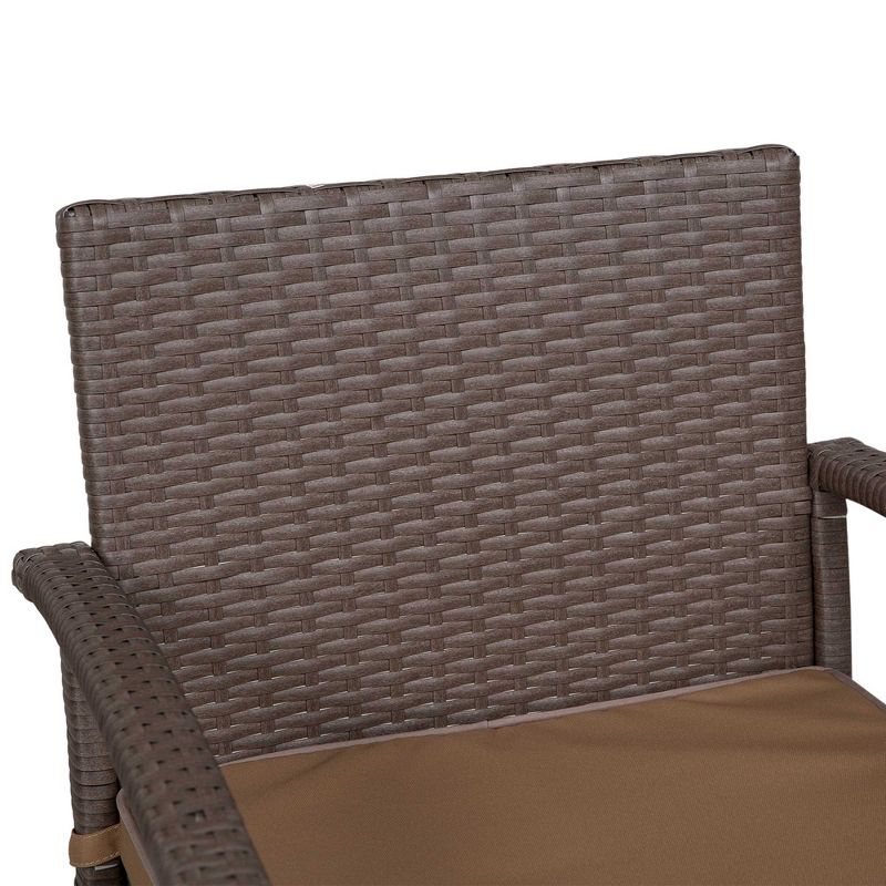 Outsunny 3 PCS Rattan Wicker Bar Set with Wood Grain Top Table and 2 Bar Stools for Outdoor, Patio, Poolside, Garden, 5 of 9