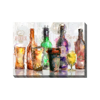 Cottage Garden West of The Wind Craft Brews Colorful 40 x 30 Inch Waterproof Gallery Wrapped Canvas, Outdoor Garden, Yard, Patio All Weather Hanging