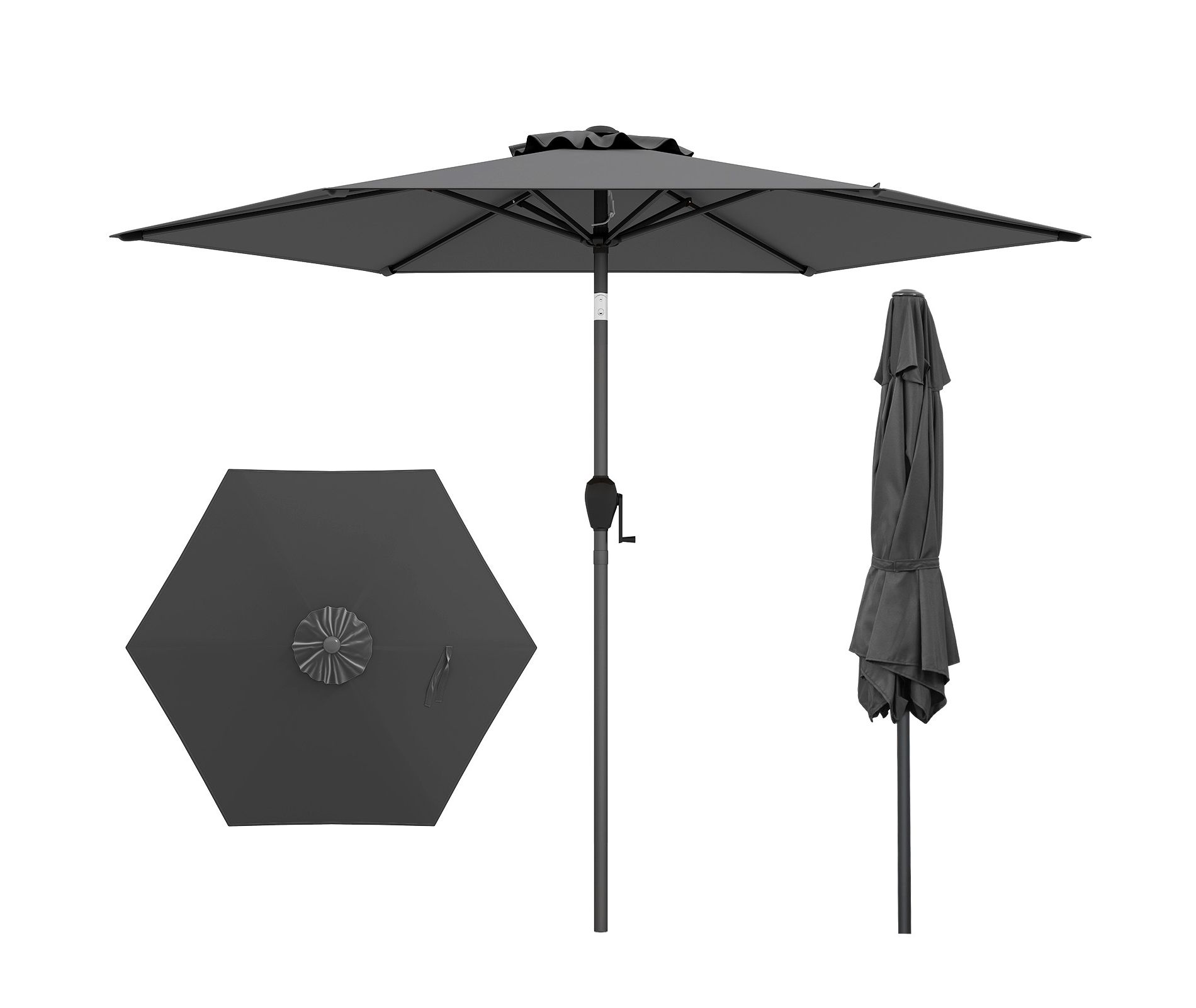 Tangkula 7.5 ft Patio Umbrella Outdoor Heavy Duty Market Umbrella w/ Push Button Tilt Gray