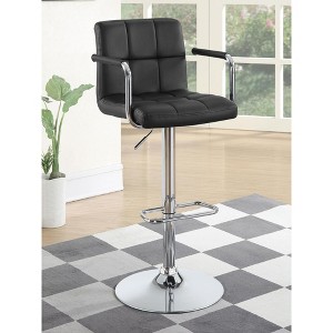 Adjustable Bar Stool with Arms, Plush Leatherette Seat, Tufted Design, Footrest, and Pedestal Base for Kitchen, Bar, or Home - 1 of 4
