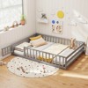Costway Full Size Floor Bed with Full Length Safety Guardrails & Door for Boys, Girls Pink/Mint Sky/Icy Aqua/Gray/White/Natural - 2 of 4