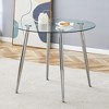 Vynxaria 36" Round Dining Table with Glass Top, Silver Metal Legs, Exquisite Texture for Home - 4 of 4