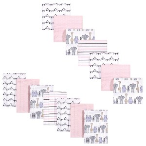 Hudson Baby Infant Girl Cotton Flannel Burp Cloths and Receiving Blankets, 14-Piece, Pink Safari, One Size - 1 of 1