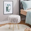 KTMBDW Storage Ottoman Round Furry Vanity Stool Marble Grain Tray Coffee Table Compact Footrest Stool with 4 Metal Legs for Living Room Bedroom - 3 of 4