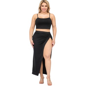 Slickblue Women's Plus Two Piece Crop Cami and Maxi Skirt Set, Split Thigh Design, Color Options, Size 1XL-3XL - 1 of 4