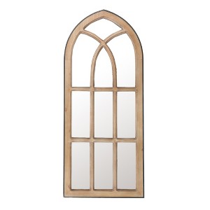 LuxenHome Natural Wood Finish Accent Arched Window Wall Mirror Brown - 1 of 4