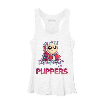 Women's Design By Humans Comfy Christmas Pupper By Puppers Racerback Tank Top