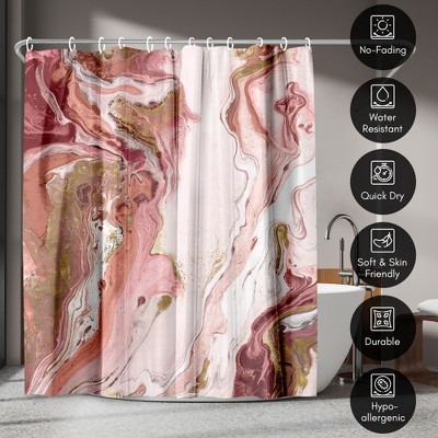 Red and Pink Abstract Marble Polyester Shower Curtain