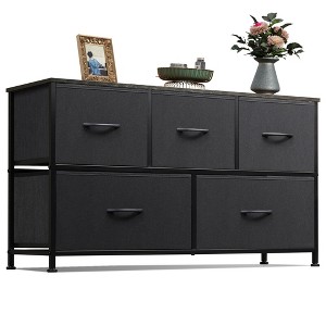 Aoibox Wide 5 Drawer Fabric Dresser Chest Storage Organizer for Bedroom Living Room Hallway Charcoal Black - 1 of 4