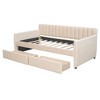 TIRAMISUBEST Twin Size Upholstered Daybed with 2 Storage Drawers and Wood Slat Support, Velvet Daybed Frame Sofa Bed with Backrest - 3 of 4