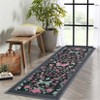 Floral Rug for Room Washable Area Rug Vintage Boho Throw Rugs Non Slip Low Pile Carpet - 3 of 4