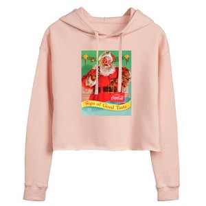 Women's - Coca-Cola - Sip Of Good Taste Vintage Coca Cola Santa Cropped Graphic Hoodie - 1 of 3
