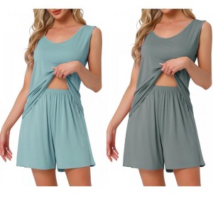 INSPIRE CHIC Women's 2 Pcs Cotton Soft Sleeveless Cami & Shorts Pajama Set - 1 of 4