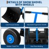 Snow Shovel with Wheels, Steel Blade Snow Pusher, Adjustable Angle/Height Handle - 3 of 4