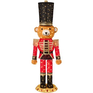 Best Choice Products Christmas Nutcracker Bear 5ft Pop UpLighted Large Holiday Decoration w/150 Twinkling LED lights for Outdoor, Indoor - Red - 1 of 4