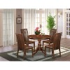 HomeStock 5-Piece Mahogany Finish Solid Wood Top Dining table with 4 Chairs with Slat Back - 2 of 4