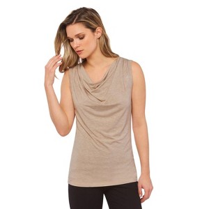 Rekucci Women's Super Soft Knit Cowl Neck Sleeveless Top – Versatile Casual to Dressy Style - 1 of 3