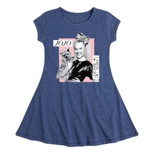 JoJo Siwa Shine Bright Fit & Flair Cap Sleeve Dress - Heather Navy - 2T - 1 of 3