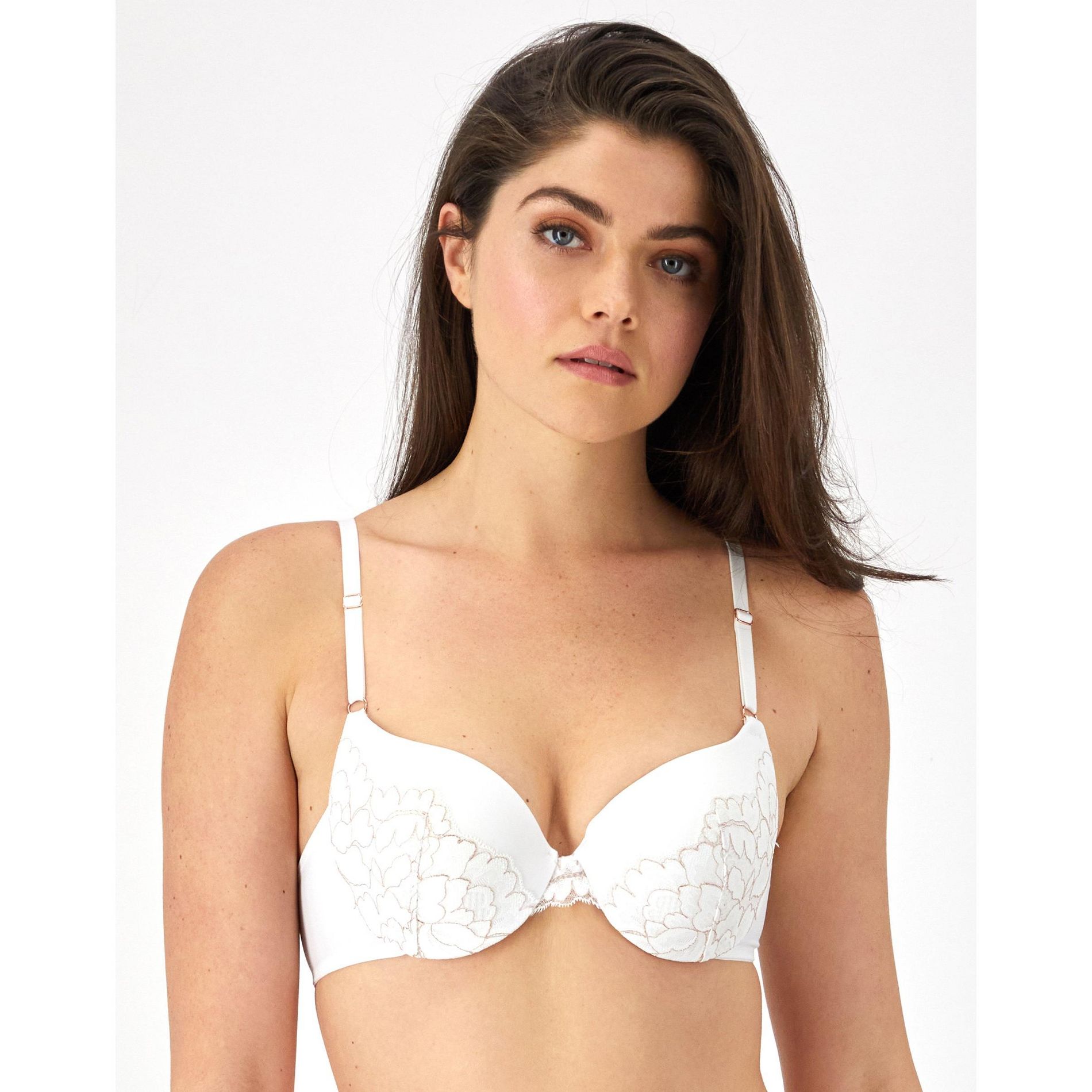 Maidenform Push Up & In Underwire Bra White/Rose Gold 32A Women's