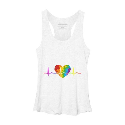 Adult Design By Humans Rainbow Heartbeat Pride By corndesign Racerback Tank Top
