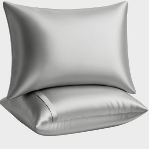 BLISSFORD Satin Pillowcase with Zipper, Satin Pillow Cases 2 Pack, Silk Pillow Cover - 1 of 4