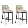 PURPLE LEAF Bar Stools Set of 2 Height Metal Bar Chairs with Back Modern Aluminum Tall Comfy Wicker Woven Boho Barstools Garden Pool Patio Outdoor - 4 of 4