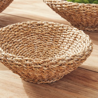 Natural Seagrass Shallow Tapered Basket Set, 18"